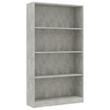 4-Tier Book Cabinet Concrete Grey 80x24x142 cm Engineered Wood - Front View