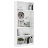 5-Tier Book Cabinet White 80x24x175 cm Engineered Wood - Side View