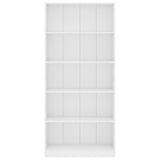 5-Tier Book Cabinet White 80x24x175 cm Engineered Wood