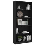 5-Tier Book Cabinet Black 80x24x175 cm Engineered Wood - Side View