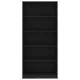 5-Tier Book Cabinet Black 80x24x175 cm Engineered Wood - Top-Down View