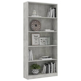 5-Tier Book Cabinet Concrete Grey 80x24x175 cm Engineered Wood - Side View
