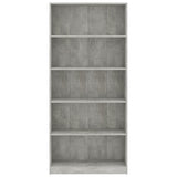 5-Tier Book Cabinet Concrete Grey 80x24x175 cm Engineered Wood