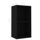 2-Tier Book Cabinet Black 40x30x76.5 cm Engineered Wood - Rear View