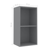2-Tier Book Cabinet Grey 40x30x76.5 cm Engineered Wood - Rear View