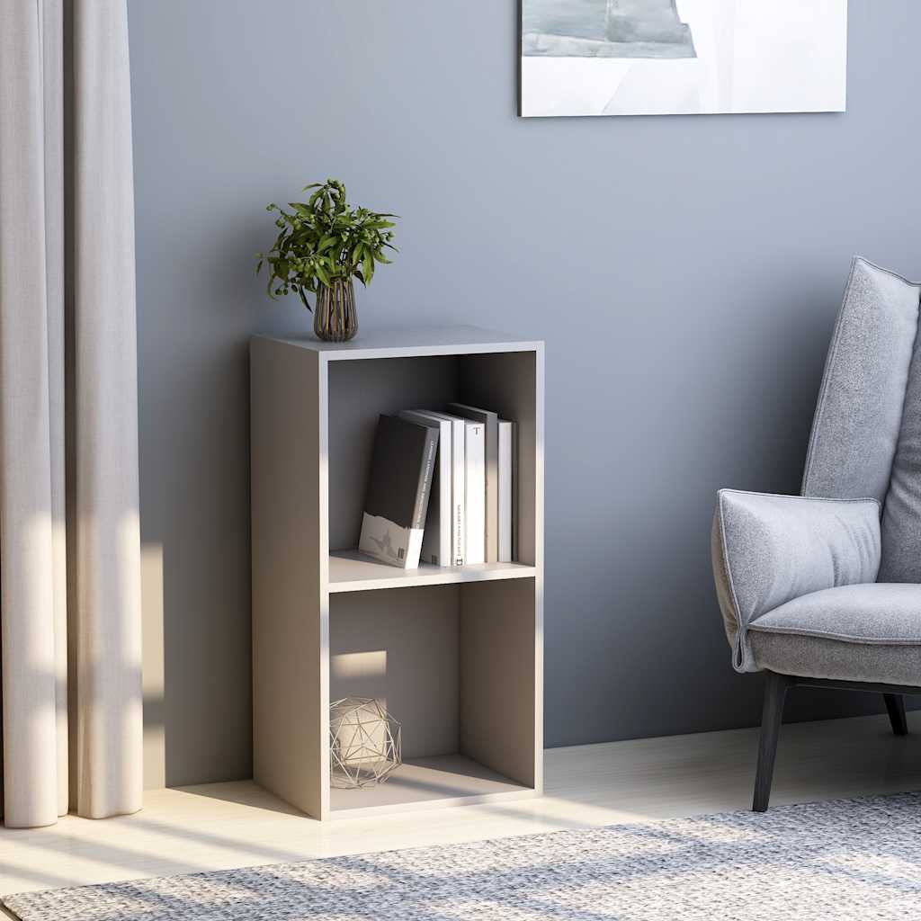 2-Tier Book Cabinet Grey 40x30x76.5 cm Engineered Wood