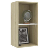 2-Tier Book Cabinet White and Sonoma Oak 40x30x76.5 cm Engineered Wood
