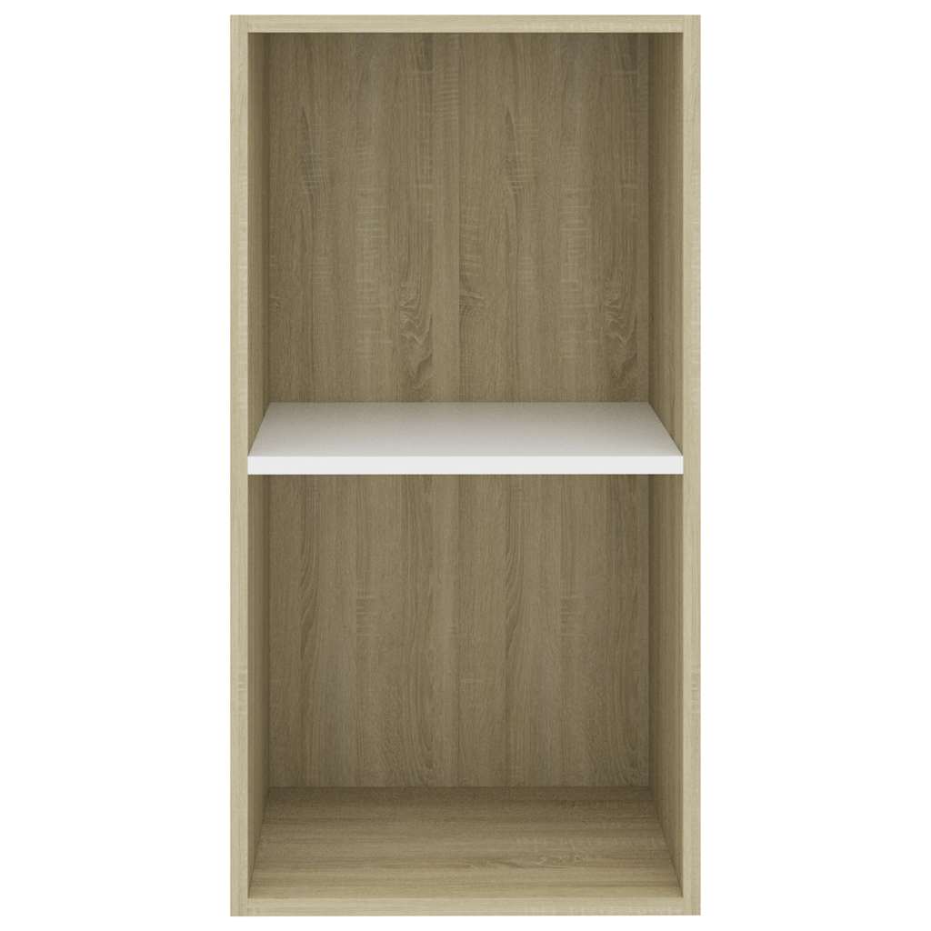 2-Tier Book Cabinet White and Sonoma Oak 40x30x76.5 cm Engineered Wood