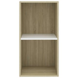 2-Tier Book Cabinet White and Sonoma Oak 40x30x76.5 cm Engineered Wood