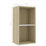 2-Tier Book Cabinet White and Sonoma Oak 40x30x76.5 cm Engineered Wood