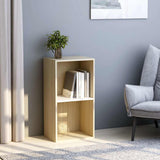 2-Tier Book Cabinet White and Sonoma Oak 40x30x76.5 cm Engineered Wood