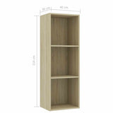 3-Tier Book Cabinet Sonoma Oak 40x30x114 cm Engineered Wood