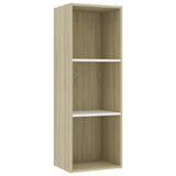 3-Tier Book Cabinet White and Sonoma Oak 40x30x114 cm Engineered Wood