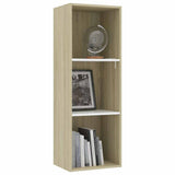 3-Tier Book Cabinet White and Sonoma Oak 40x30x114 cm Engineered Wood