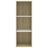 3-Tier Book Cabinet White and Sonoma Oak 40x30x114 cm Engineered Wood - Top-Down View