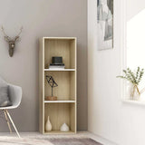 3-Tier Book Cabinet White and Sonoma Oak 40x30x114 cm Engineered Wood