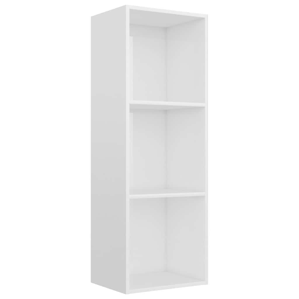 3-Tier Book Cabinet High Gloss White 40x30x114 cm Engineered Wood