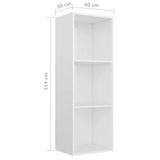 3-Tier Book Cabinet High Gloss White 40x30x114 cm Engineered Wood - Rear View