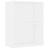 2-Tier Book Cabinet White 60x30x76.5 cm Engineered Wood - Front View