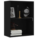 2-Tier Book Cabinet Black 60x30x76.5 cm Engineered Wood - 45-Degree Angle