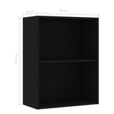 2-Tier Book Cabinet Black 60x30x76.5 cm Engineered Wood - Rear View