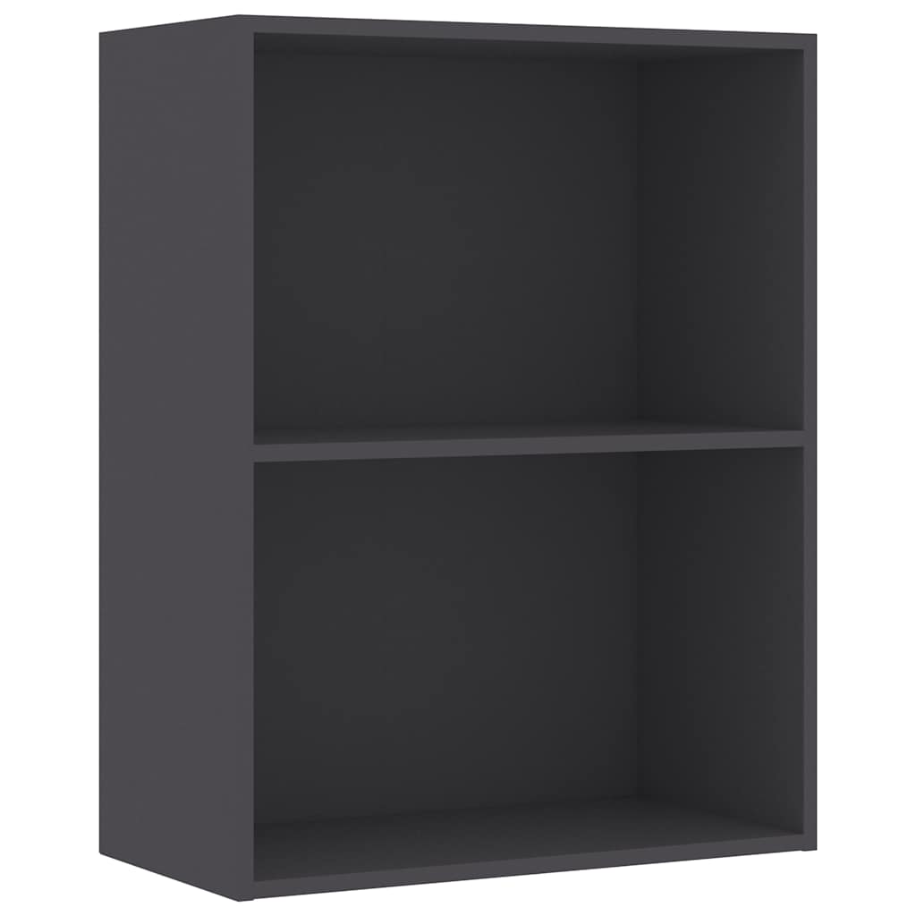 2-Tier Book Cabinet Grey 60x30x76.5 cm Engineered Wood