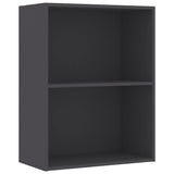 2-Tier Book Cabinet Grey 60x30x76.5 cm Engineered Wood