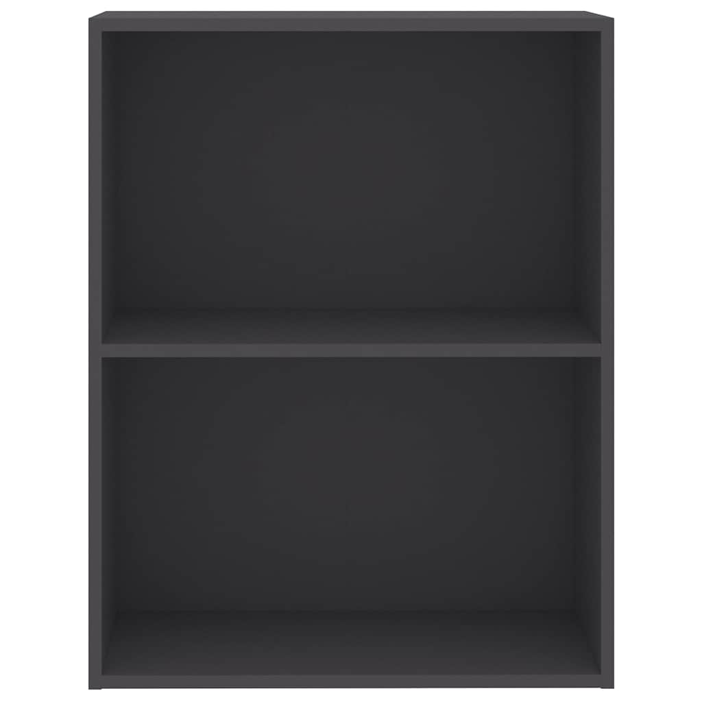 2-Tier Book Cabinet Grey 60x30x76.5 cm Engineered Wood