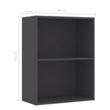 2-Tier Book Cabinet Grey 60x30x76.5 cm Engineered Wood - Rear View