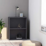 2-Tier Book Cabinet Grey 60x30x76.5 cm Engineered Wood