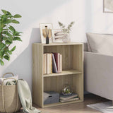 2-Tier Book Cabinet Sonoma Oak 60x30x76.5 cm Engineered Wood - Side View