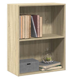 2-Tier Book Cabinet Sonoma Oak 60x30x76.5 cm Engineered Wood - Low Angle