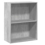 2-Tier Book Cabinet Concrete Grey 60x30x76.5 cm Engineered Wood - Front View