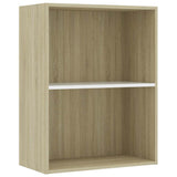 2-Tier Book Cabinet White and Sonoma Oak 60x30x76.5 cm Engineered Wood