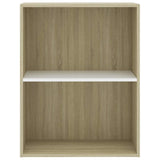 2-Tier Book Cabinet White and Sonoma Oak 60x30x76.5 cm Engineered Wood - Top-Down View