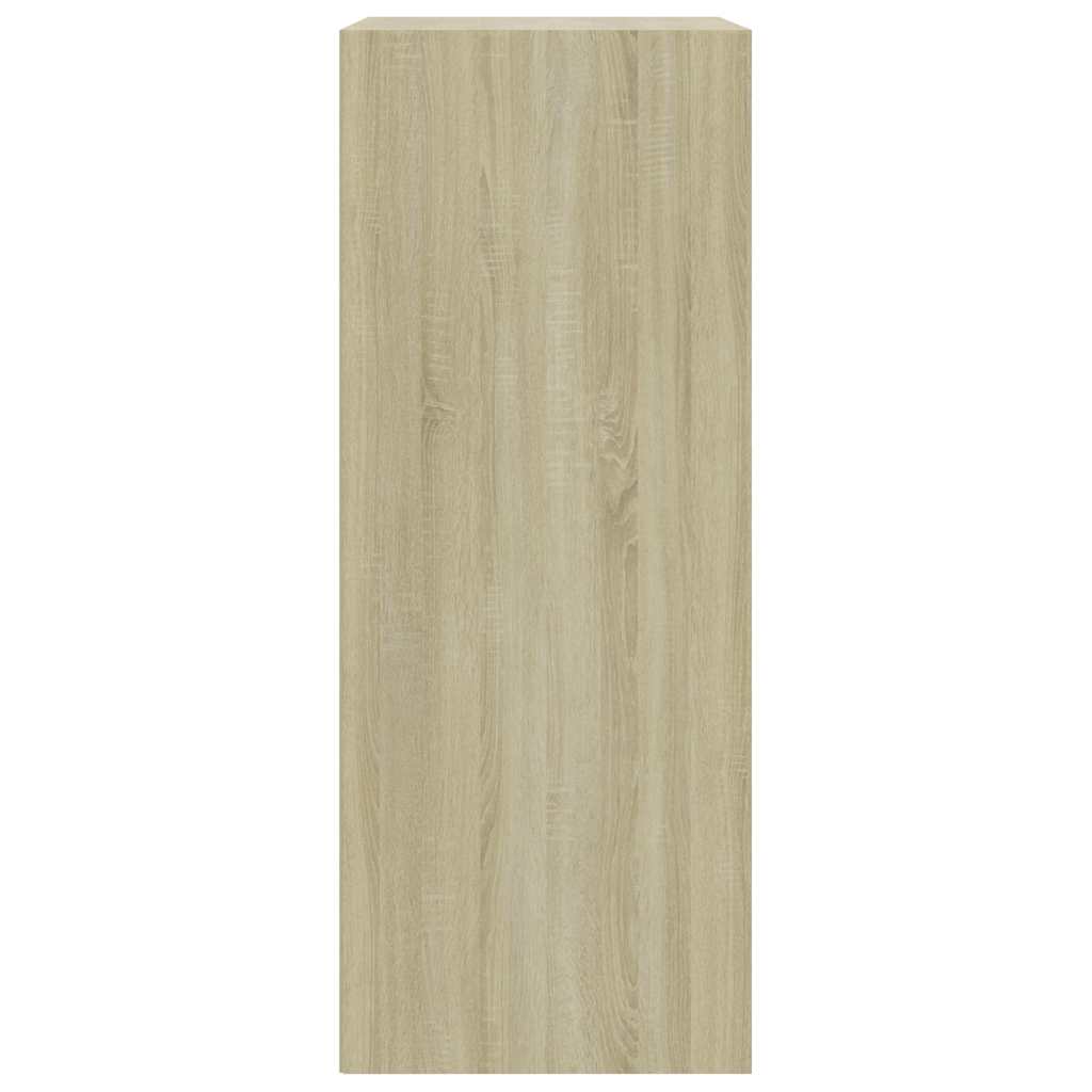 2-Tier Book Cabinet White and Sonoma Oak 60x30x76.5 cm Engineered Wood