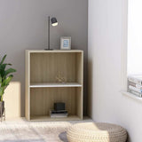 2-Tier Book Cabinet White and Sonoma Oak 60x30x76.5 cm Engineered Wood