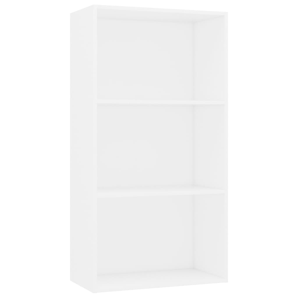 3-Tier Book Cabinet White 60x30x114 cm Engineered Wood