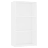 3-Tier Book Cabinet White 60x30x114 cm Engineered Wood - Front View