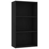 3-Tier Book Cabinet Black 60x30x114 cm Engineered Wood - Front View