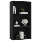 3-Tier Book Cabinet Black 60x30x114 cm Engineered Wood - Side View