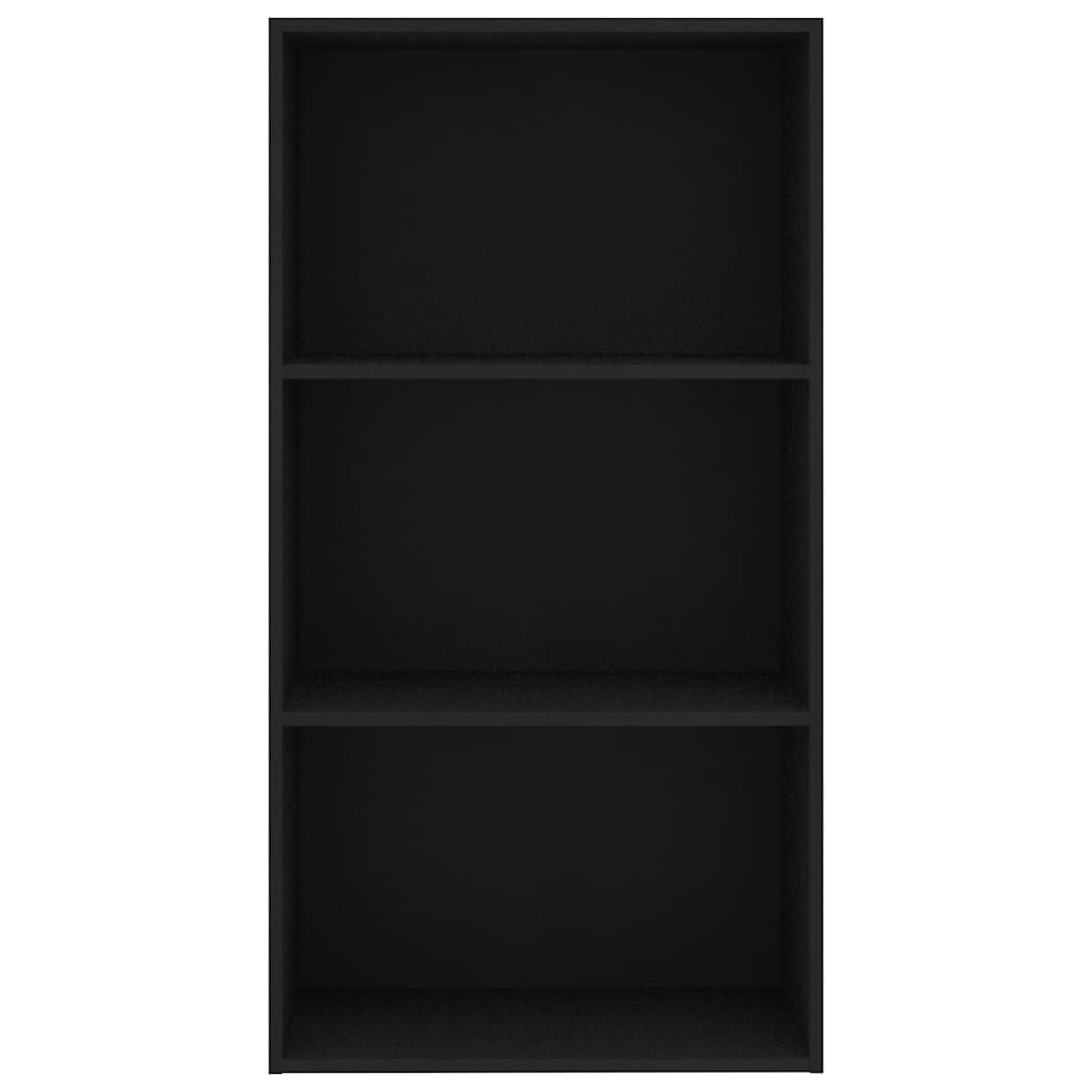 3-Tier Book Cabinet Black 60x30x114 cm Engineered Wood