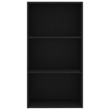 3-Tier Book Cabinet Black 60x30x114 cm Engineered Wood
