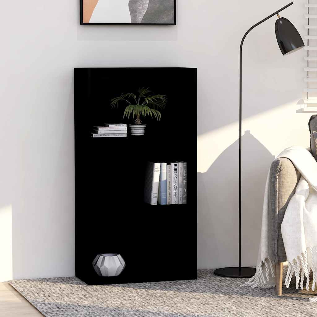 3-Tier Book Cabinet Black 60x30x114 cm Engineered Wood