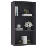 3-Tier Book Cabinet Grey 60x30x114 cm Engineered Wood - Side View