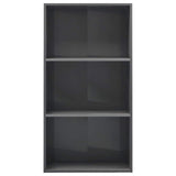 3-Tier Book Cabinet High Gloss Grey 60x30x114 cm Engineered Wood - Top-Down View