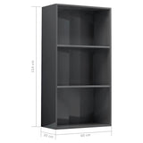 3-Tier Book Cabinet High Gloss Grey 60x30x114 cm Engineered Wood - Rear View