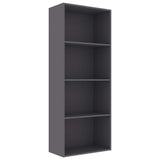 4-Tier Book Cabinet Grey 60x30x151.5 cm Engineered Wood - Front View