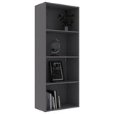 4-Tier Book Cabinet Grey 60x30x151.5 cm Engineered Wood