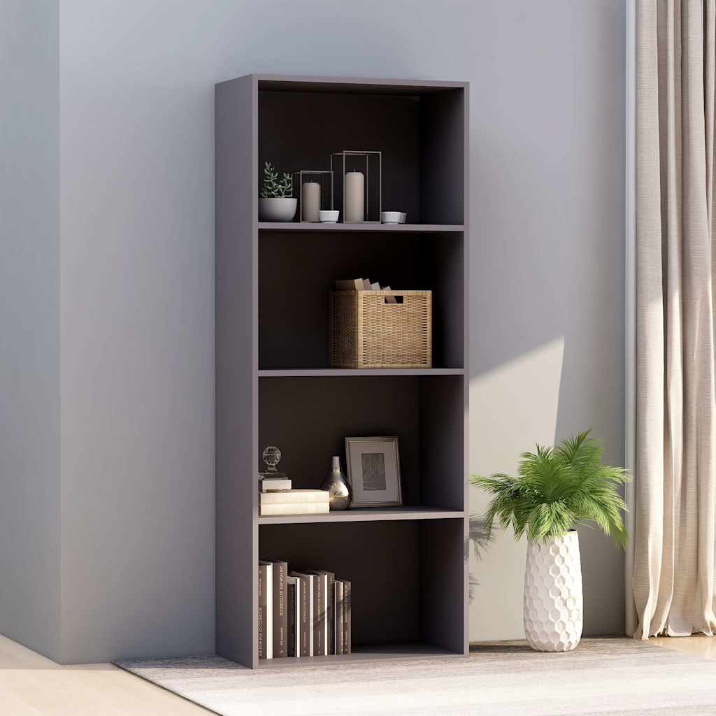 4-Tier Book Cabinet Grey 60x30x151.5 cm Engineered Wood